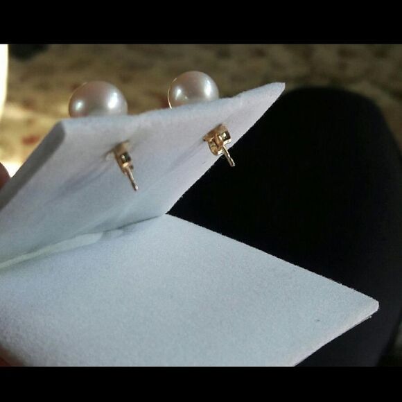 White Freshwater Cultured Pearl Stud Earrings - Picture 5 of 10